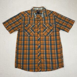 North Face Shirt Men's Small S Orange Green Plaid *Flaw